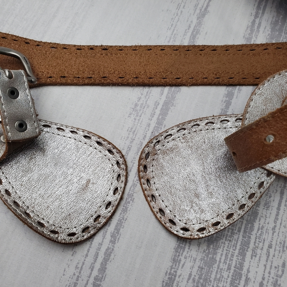 Silver Metallic Leather Belt with Cutouts by Linea Pelle - Picture 12 of 15